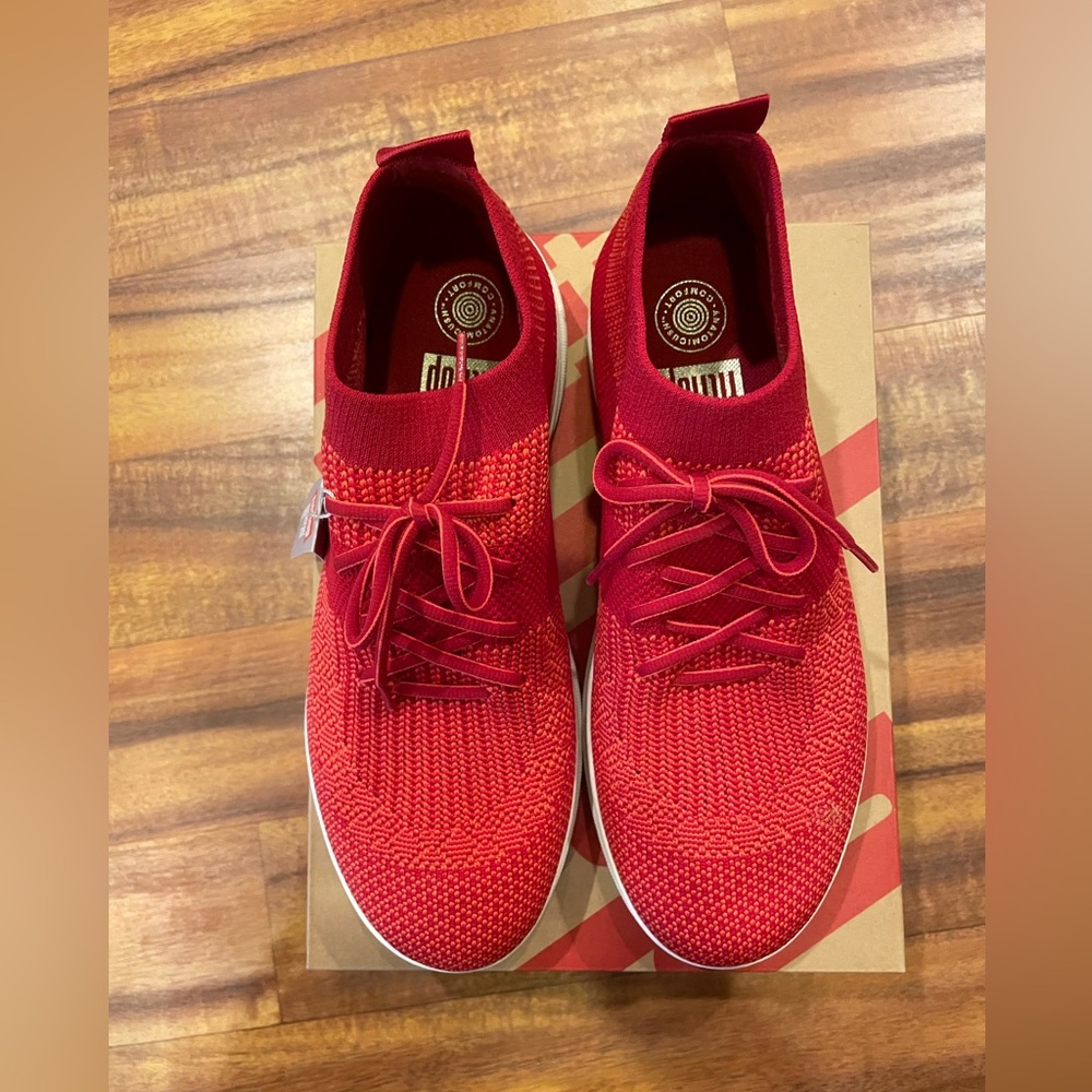 Fitflop Red Knit High-Top Sneakers
